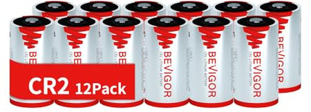 Bevigor CR2 Lithium-Batterie, 900mAh 3V High Power CR2 Nicht wiederaufladbar Lithium-Batterie für Kameras, Golf-Entfernungsmesser, Taschenlampen und andere Geräte, 12 Stück