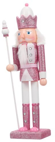 Amosfun Nussknacker Puppe Weihnachtsfigur Als Dekoratives Kunstwerk Für Tisch Und Wohnraum Handgefertigte Holzfigur Pink Festliche Deko Für Kinderzimmer Und Wohnzimmer