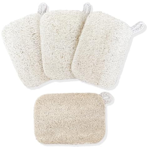 RYHHH Set De 4 Esponja De Limpieza,Estropajo Cocina, Esponjas De Estropajo Ecológicas Lufah,Esponja Natural Lavavajillas Natural,Resistentes Al Rayado,para Limpiar La Cocina, El Fregadero y El Tazón