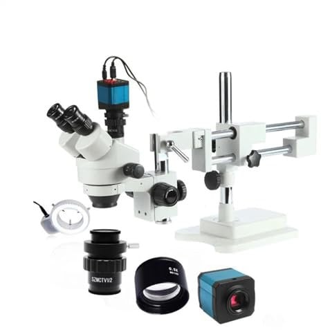 Mikroskop-Zubehör-Set 3,5X-90X l Trinokularmikroskop Doppelauslegerständer 14MP-Kamera 144-teiliges Ringlicht Löten Stereomikroskop-Set Mikroskop-Objektträger(EIN Satz 3)