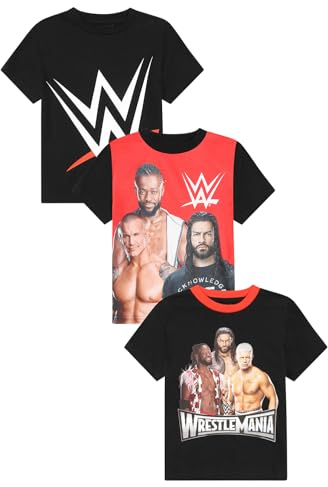 WWE Confezione da 3 magliette per bambini, motivo: World Wrestling Entertainment, confezione multipla