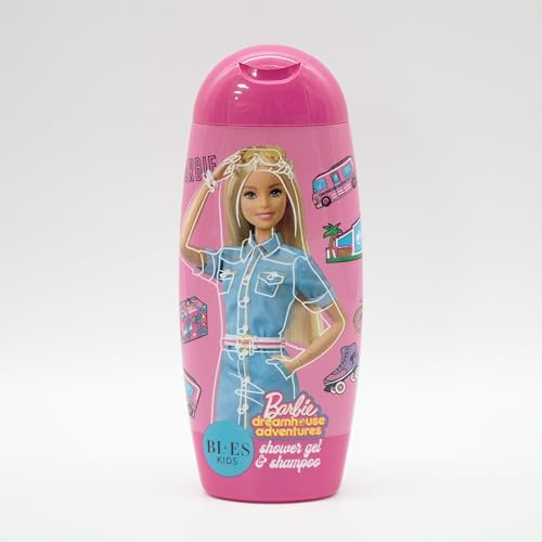 Barbie Dreamhouse 2-in-1 Shower Gel & Shampoo – Hydrating & Gentle Body Wash & Hair Cleanser with Chamomile & Glycerine, Refreshing Scent, Suitable for Kids & Adults (3+), Paraben Free, 250ml