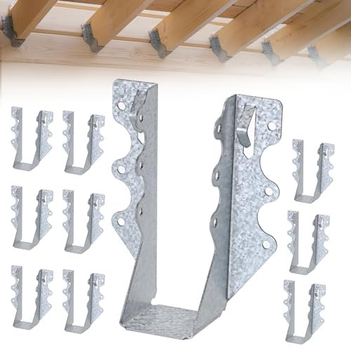 OGA 10 PCS 2x6 Steel Joist Hangers, 20 Gauge Galvanized Double Shear Face Mount Joist Hanger Rafter Brackets for Wood, Hurricane Ties for Decks, Floors, Ceilings & Pergolas