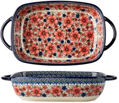 ASIAD Auflaufform Klein Keramik, Rechteckig Lasagneform für 1 Personen, Vintage Keramik Lasagne Pfannen Ofenform,1