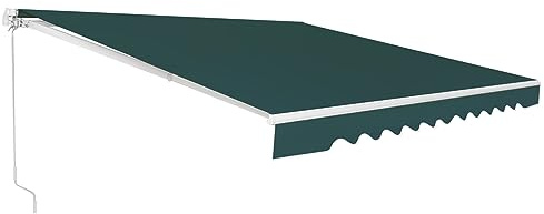 COSTWAY Markise mit Kurbel, Gelenkarmmarkise Sonnenschutz, Balkonmarkise Sonnenmarkise 5-35° Winkel einstellbar, Terrassenmarkise, Klemmmarkise für Balkon und Veranda (Grün, 300 x 250 cm)