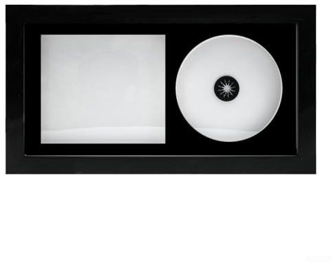 Handgefertigter CD-Abdeckrahmen aus Holz, mit Glasschutz, Wandbehang, Fotorahmen, mehrere Displayoptionen, klassischer Albumrahmen, schwarz, 35 x 19 x 5 cm