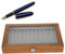 Wood Display Box for 12 Pens, Lockable Fountain Pen Display Box with Clear Glass Window for Shop, Home