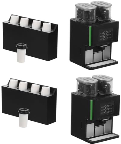 LRXIYODE 2pcs Miniature Dollhouse Coffee Maker Pretend Play Espresso Machine for Kitchen Scenery Props and Dollhouse Decoration Accessories