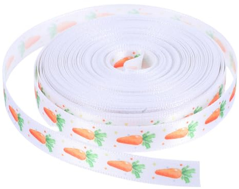 Beavorty Osterband Polyester Karottenmuster Geschenkband Schleifenband zum Basteln und Dekorieren für Frühlings und Osterdekoration