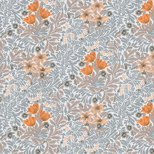 Profhome Retro Tapete 390574-GU Vliestapete grau orange-gelb beige-braun weiß 0,53 m x 10,05 m = 5,33 m2