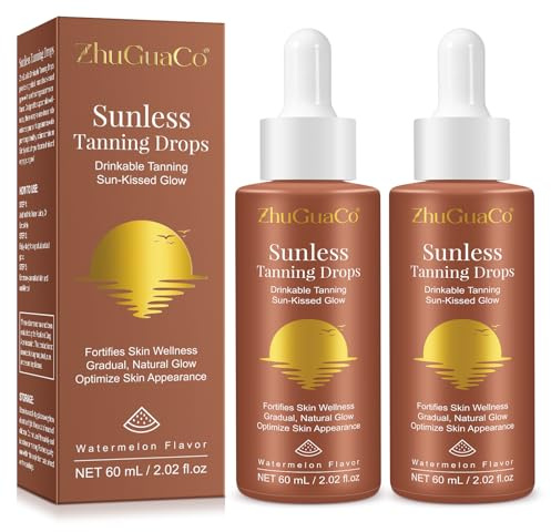 Gocce Autoabbronzanti da Bere, 2026 NEW Sunless Tanning Drops to Drink, Gocce Abbronzanti Senza Sole, Migliora il tono naturale della tua pelle (2PC)
