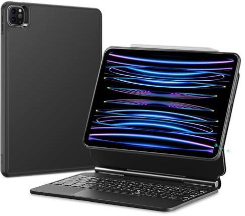 ESR für iPad Air 11 (M4/M3/M2)/Pro 11 Hülle mit Tastatur | für iPad Air 5/4. Gen, Sicherer Magnetverschluss, Abnehmbare Rückseite, Multi-Touch-Trackpad, DEU QWERTZ, Schwarz