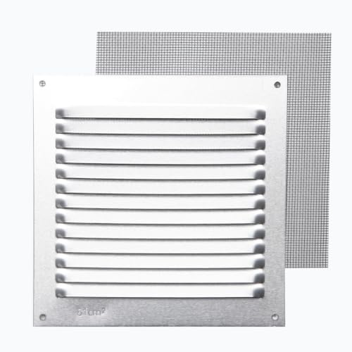 FEPRE Rejilla Ventilación Cuadrada con Mosquitera, 15x15cm, Alum. FE54737 | Rejilla Sin Borde, para atornillar, 0,6 cm grosor