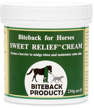 Biteback Products 'Sweet Relief' Midge Barrier Cream for Itchy Horses - Non-Staining Skin Barrier with Benzyl Benzoate - Soothes Itching, Promotes Optimal Coat Condition - 250g