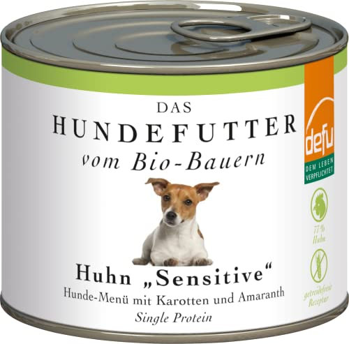 defu Hundefutter | 1 x 200 g | Bio Huhn Sensitiv | Premium Bio Nassfutter Menü | Alleinfuttermittel für Hunde