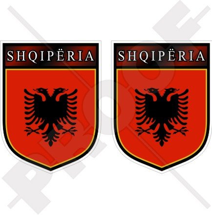 Albanien Albanische Shqiperia Shield 75 mm (7,6 cm) Bumper Sticker, Aufkleber Vinyl X2