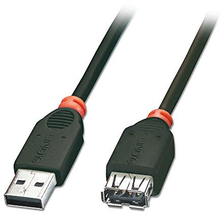 LINDY 41770 0.2 m Type A Male to Female USB 2.0 Extension Cable - Black