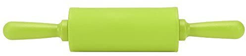 Non-Stick Silicone Rolling Pin Dough Rollers for Baking and Rolling Dough with Wooden Handle for Home Kitchen Children Cake 9 Inch(Green)
