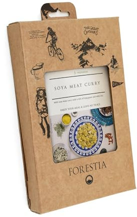 Forestia Curry mit Sojageschnetzeltem-SH mit Selbsterwärmenden Beutel leicht zubereitete Trekkingmahlzeit | Hauptgericht vegetarisch | lange haltbare Camping Notration