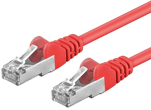 PremiumCord Câble Patch, CAT6a, 10Gbit/s, S/FTP, PIMF, Ethernet, LAN, Rapide, Flexible et Durable, RJ45, AWG 26/7, Câble en Cuivre 100% CU, Rouge, 10m