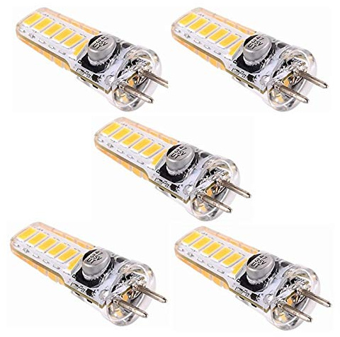 WELSUN GY6.35 LED Bulb Light 3 Watts AC/DC 12V G6.35/GY6.35 Bi-Pin Base 20W Halogen Replacement Bulbs.Non-Dimmable,5-Pack (Color : Cool White)