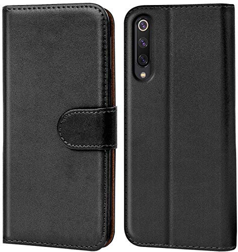 Verco kompatibel mit Xiaomi Mi 9 Hülle, Handyhülle für Xiaomi Mi 9 Tasche PU Leder Flip Case Brieftasche - Schwarz