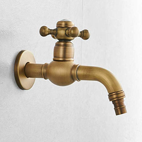 FZHLR Robinet de jardin long en laiton noir avec balai à franges pour lavabo de salle de bain Fixation murale Robinets de jardin Laiton aspect ancien
