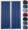 PremiumShop321 2er Pack Verdunklungsvorhang Gardinen mit Ösen, Blickdicht 140x245 cm Vorhang Verdunkelung Midnight (blau)