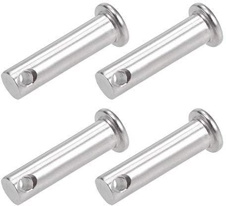 sourcing map 4 Stück Steckbolzen Einzelnloch Gabelbolzen 8mm X 30mm Splintstift Flachkopf Scharnierstift Edelstahl aus 304