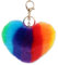 P12cheng Flauschiger Herz-Pompon-Schlüsselanhänger, Regenbogen-Pom-Pom-Love-Herz-Schlüsselanhänger, Plüsch-Ball, Schlüsselanhänger, Taschenanhänger, Regenbogen