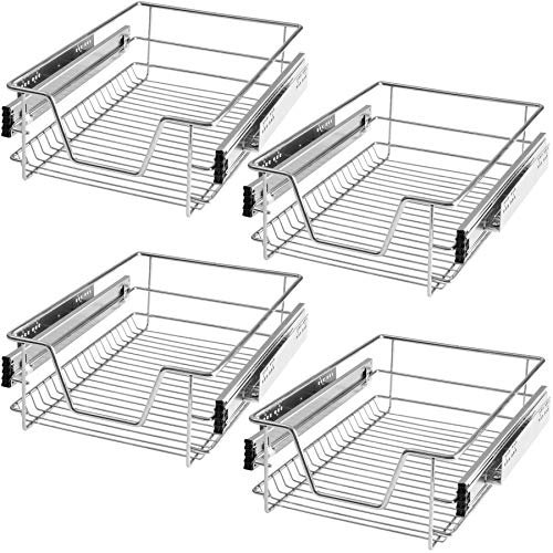 TecTake® Cajón Telescópico, Bandeja Extraible Armario, Rieles Extensibles, Organizador Cocina, Organizador Armario Cocina, Cajon Telescopico Cocina - 4 Cajones, Apto para armarios de 40 cm
