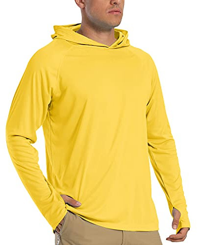 TACVASEN UV Protection Shirts Men Long Sleeve Outdoor T Shirt Summer Hoodies Sun Protection Tops Beach Surfing Shirts Yellow