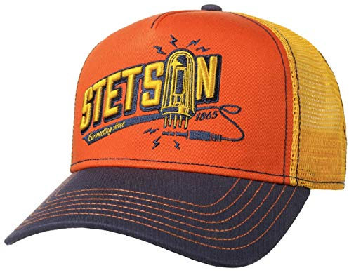 Stetson Connecting Trucker Cap Herren - One-Size (54-61 cm) - Aus 100% Baumwolle - Größenverstellbar - Gefüttert mit Baumwolle - Snapback mit Mesheinsatz - Sommer/Winter gelb One Size