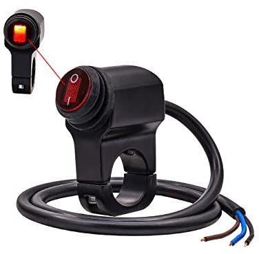 YnGia Interruttore manubrio moto impermeabile, universale 22mm manubrio moto faro fendinebbia interruttore pulsante interruttore 12V 7/8 pollici