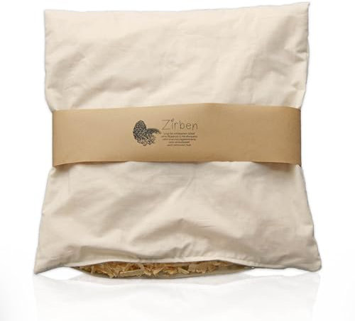 Lycce Zirbenkissen Kopfkissen mit Zirbenholz, Schlafkissen Bio-Baumwolle beige 50 x 50 cm, Duftkissen mit Zirbenspäne