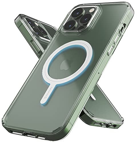 Sinjimoru Shockproof iPhone 13 Pro Max Hülle mit Magnet, Crystal Clear Protective Case Kompatibel mit MagSafe Zubehör. M-AirClo für iPhone 13 Pro Max