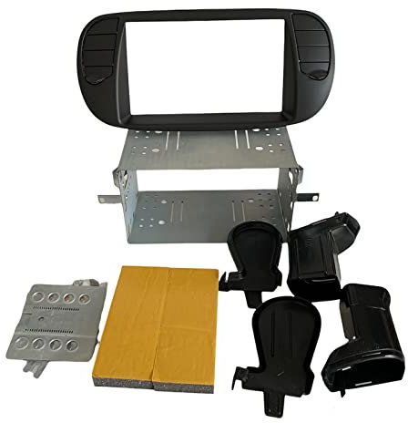 Kit montaggio doppio 2 din Mascherina autoradio monitor adattatore cornice stereo Compatibile per Fiat 500 2007> Nero MS542/N