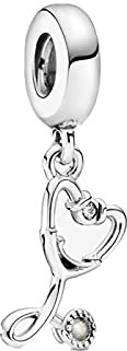 Charms S925 Sterling Silber Stethoskop Herz Baumeln Charms Perlen Anhänger Für Frauen Mädchen Tochter Mutter Freunde, Kompatibel Mit Pandora Charm Bracelets