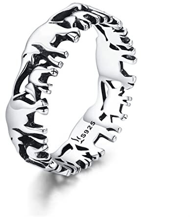 FNSK 925 Sterling Silber Stapelbare Tierkollektion Elefant Familien Finger Ringe Anhänger for Frauen Frau Mutter Nana Tochter Schmuck Geschenk (Size : Size9)