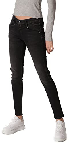 Miracle of Denim M.O.D. Damen Jeans Ellen - Skinny Fit - Schwarz- Mallorca Black W25-W34 Stretch, Größe:26W / 32L, Farbvariante:Mallorca Black 3770
