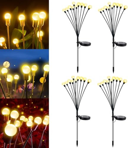 flintronic 4PC Lampes Solaires Firefly, Lampes de Jardin à énergie Solaire étanches Oscillantes, Lampes Solaire de Jardin Luciole, Lampes Solaires Décoratives pour Allée, Terrasse