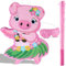 Kleine Schwein Pinata Hawaii Party Dekoration Rosa Schweine Pinata mit Augenbinde Konfetti für Kinder Sommer Hawaii Aloha Tropische Themen Geburtstag Party Zubehör, 16,5 x 12,4 x 3,1 Zoll
