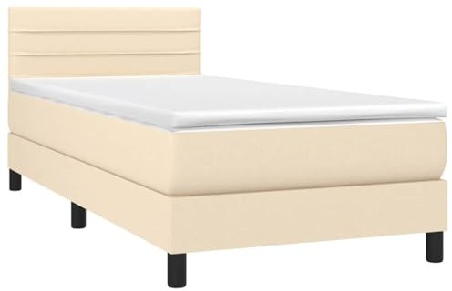 vidaXL Boxspringbett mit Matratze Creme 100x200 cm Stoff