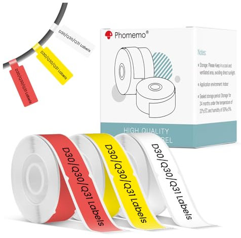 Phomemo D30/Q31/Q30 Etiquetas de Cable Autoadhesivas Para Phomemo D30/Q31/Q30S,Compatible con D30,Q30,Q30,Q30S/Q32 Bluetooth Label Maker