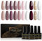 Shining She Smalto Semipermanente Unghie,10 Colori Nudo Rosa Albicocca Rosso Scuro Bianco Oro Glitter Smalti Semipermanenti per Unghie Soak Off UV/LED per DIY Manicure Salone,8ml