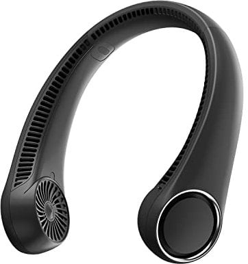 gaiatop Portable Neck Fan, Rechargeable Hands Free Bladeless Portable Mini Fans, 3 Speeds 72 Air Outlet, Free Adjustment Personal Cooling Fan, Wearable Neck Fan Suitable for Traveling Office Black
