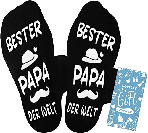 QZOSZ Vatertagsgeschenk für Papa Geschenk Geburtstag Lustige Socken mit Spruch Bester Papa der Welt Geschenke für Männer Weihnachten Vatertag, Geburtstagsgeschenk Weihnachtsgeschenke Socken 43-46