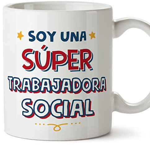 MUGFFINS Tazas para TRABAJADORA SOCIAL mujer - En Español - Soy Súper - 11 oz / 330 ml - Regalo original y divertido