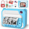 Ushining Sofortbildkamera für Kinder, Kinderkamera 10X Zoom Digitalkamera Kinder 2,4 Zoll Bildschirm 1080P Videokamera mit 32GB TF Karte 3 Rollen Druckpapier 5 Farbstift, Geschenk-Version (Blau)