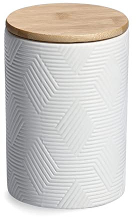 Zeller 19848 Vorratsdose m. Bambusdeckel, 720 ml, Keramik, weiß